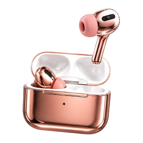 Rose Gold Shining Wireless Earbuds – Premium Metallic Finish