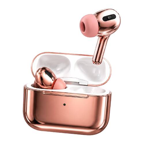Rose Gold Shining Wireless Earbuds – Premium Metallic Finish