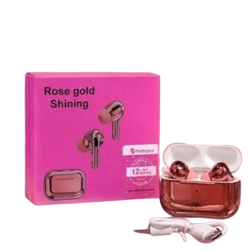 Rose Gold Shining Wireless Earbuds – Premium Metallic Finish